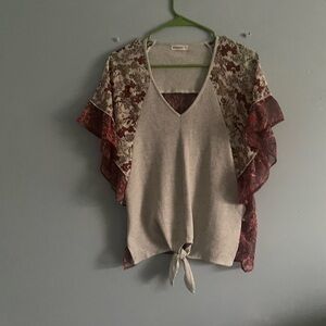 ANDTHEWHY Gray Waffle Knit Top